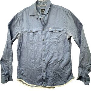 Armani Exchange AX 2012 Blue Button Down Dress Shirt Mens Medium Eagle Logo